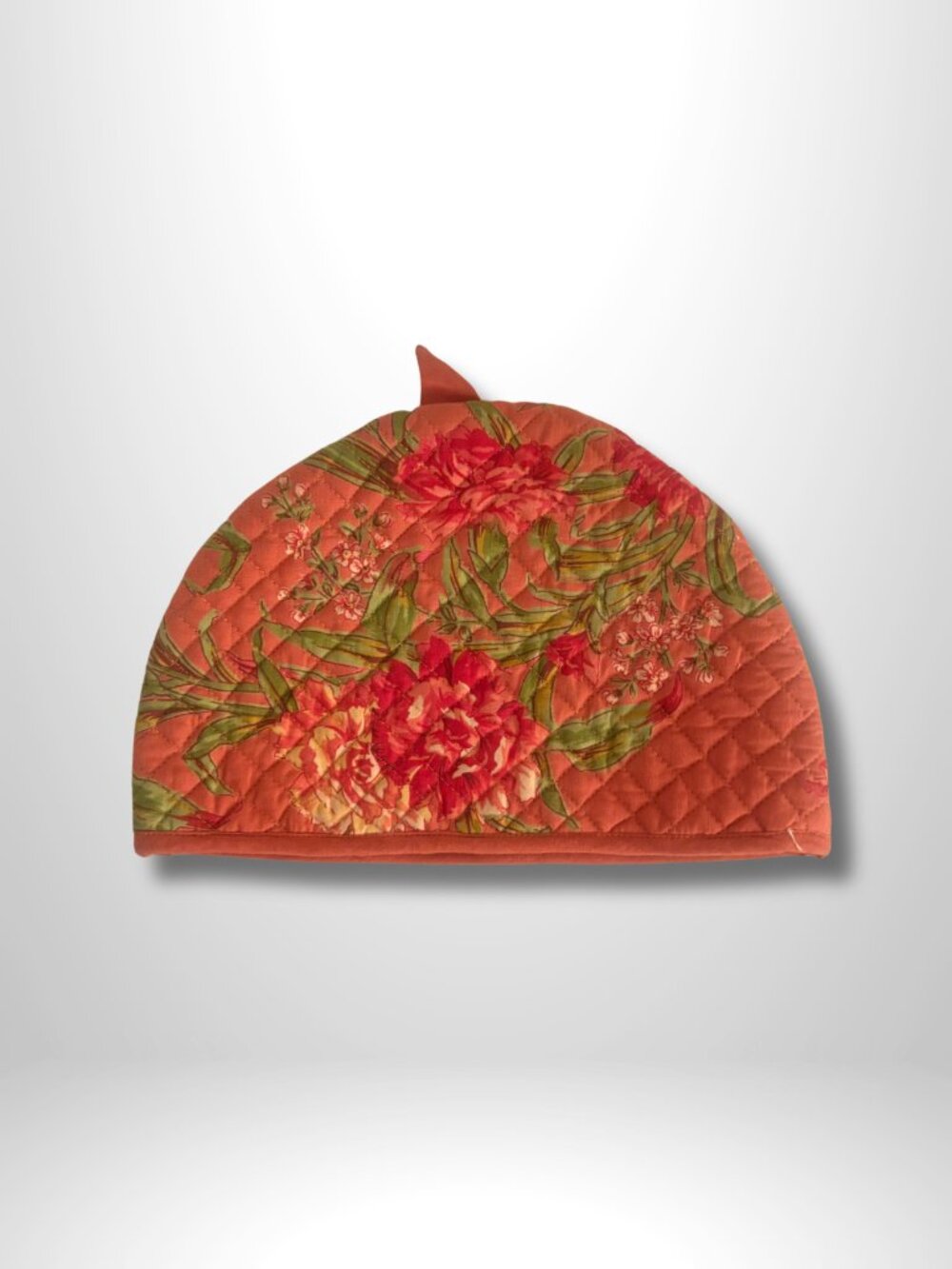 APRIL CORNELL | Quilted Tea Cozy | Coral Peony Floral Print | Like New